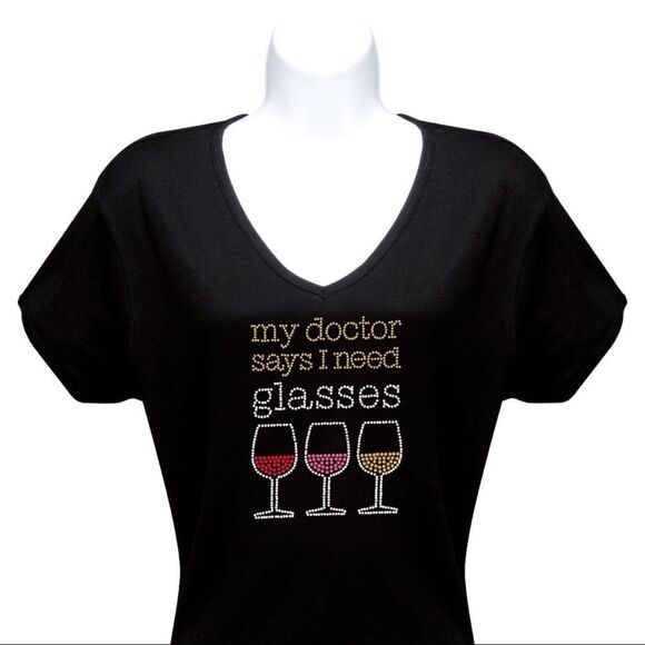 “My Doctor Says” Rhinestone T-Shirt • Medium • NWOT - Picture 3 of 10